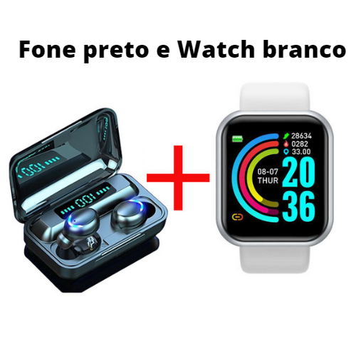 Smartwatch esportivo à prova d'água + Fone de ouvido sem fio