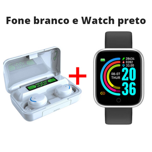 Smartwatch esportivo à prova d'água + Fone de ouvido sem fio